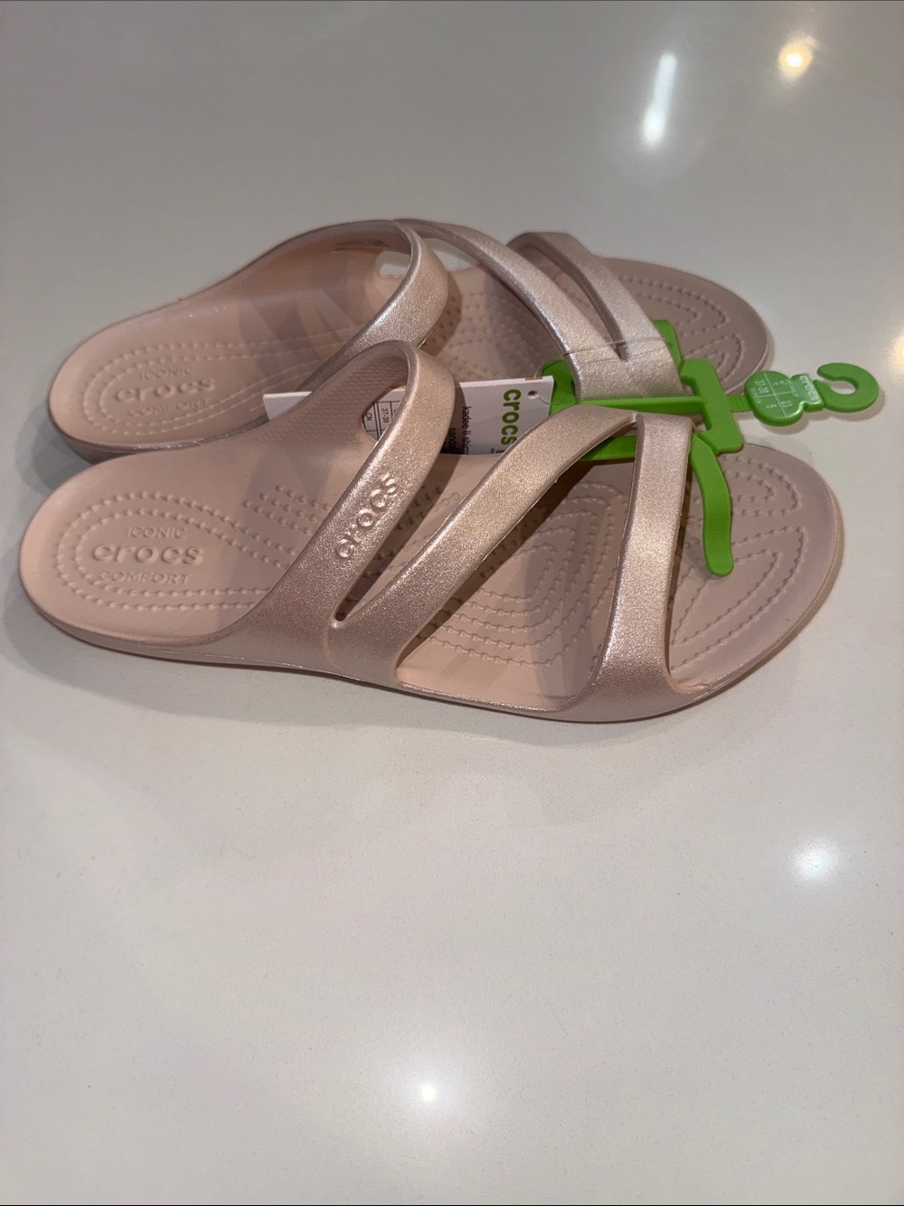 NWT CROCS Kadee ll Shimmer Slide Sandals | Size 7 - Picture 2 of 7